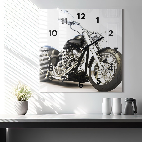 Reloj de pared cuadrado Moto negra