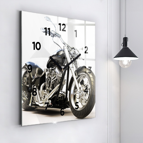 Reloj de pared cuadrado Moto negra