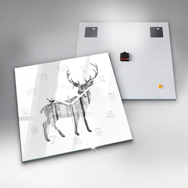 Reloj de pared cuadrado Silueta de un ciervo Bosque