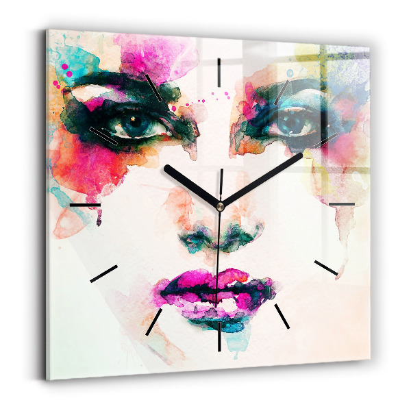 Reloj cuadrado Rostro abstracto de mujer