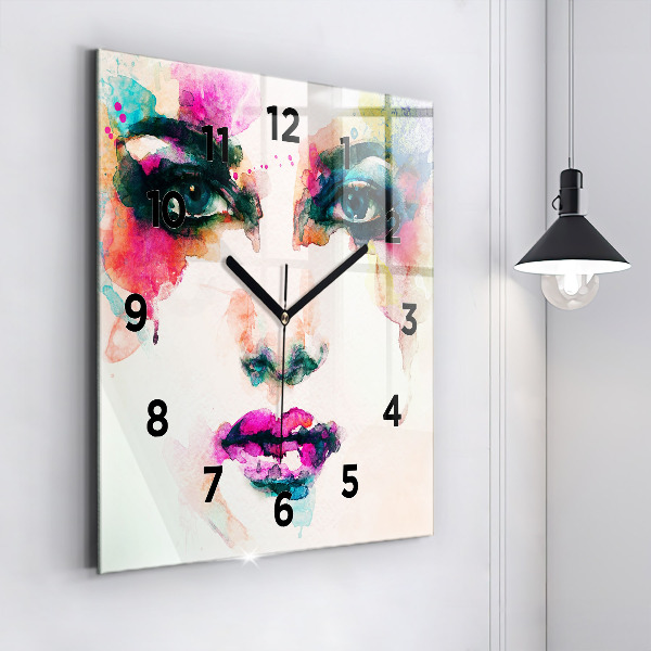 Reloj cuadrado Rostro abstracto de mujer