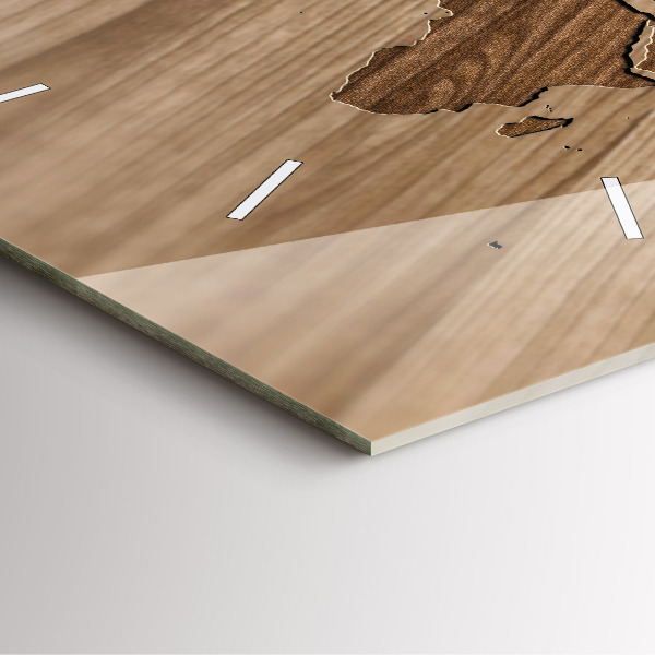 Reloj cuadrado Mapamundi sobre madera