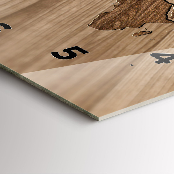 Reloj cuadrado Mapamundi sobre madera