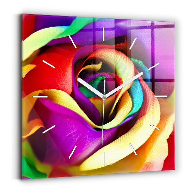 Reloj de pared cuadrado Rosa arco iris