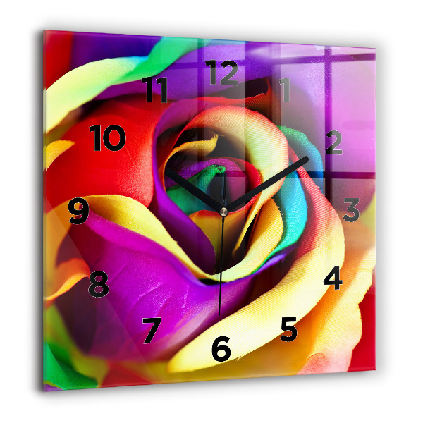 Reloj de pared cuadrado Rosa arco iris