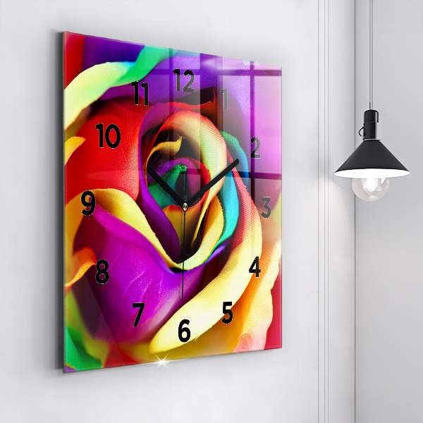 Reloj de pared cuadrado Rosa arco iris