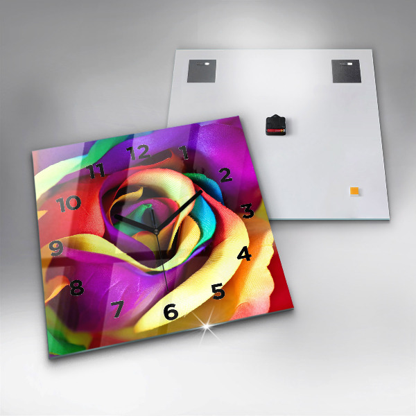 Reloj de pared cuadrado Rosa arco iris
