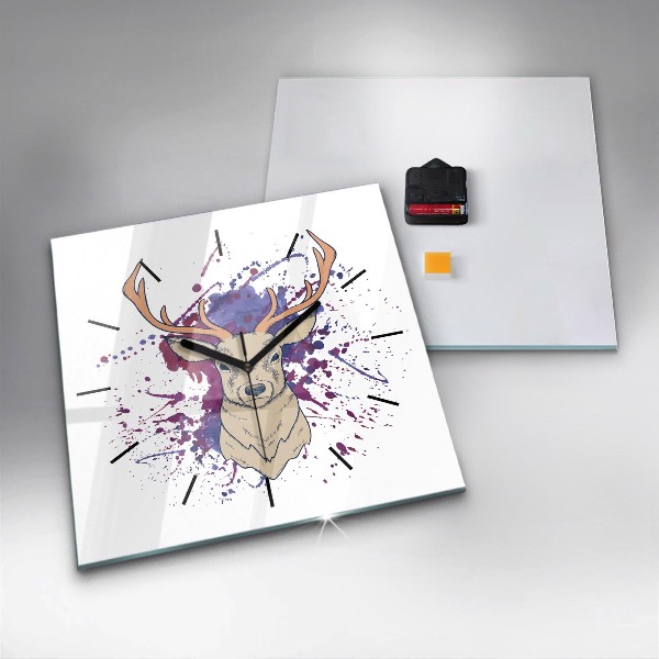 Reloj de pared cuadrado Ilustración vectorial de un ciervo