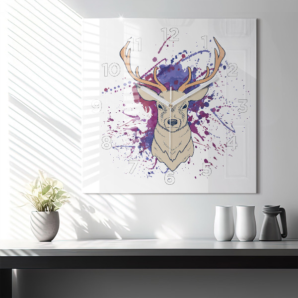 Reloj de pared cuadrado Ilustración vectorial de un ciervo