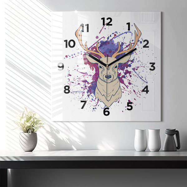 Reloj de pared cuadrado Ilustración vectorial de un ciervo