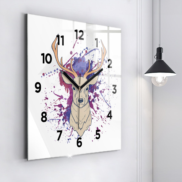 Reloj de pared cuadrado Ilustración vectorial de un ciervo
