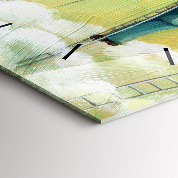 Reloj cuadrado Gente en una escalera