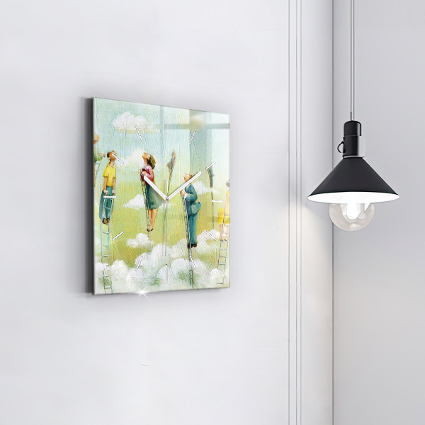 Reloj cuadrado Gente en una escalera