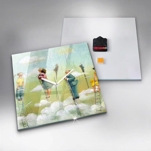 Reloj cuadrado Gente en una escalera