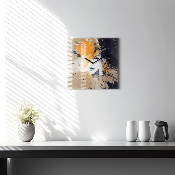 Reloj de pared cuadrado Retrato de mujer abstracto