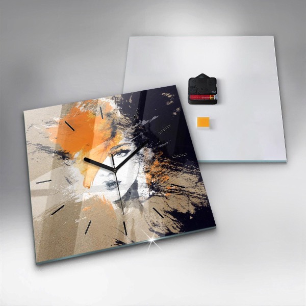 Reloj de pared cuadrado Retrato de mujer abstracto
