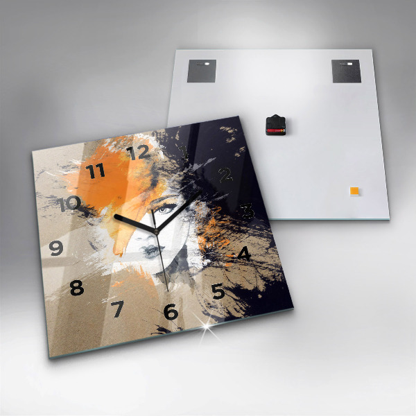 Reloj de pared cuadrado Retrato de mujer abstracto