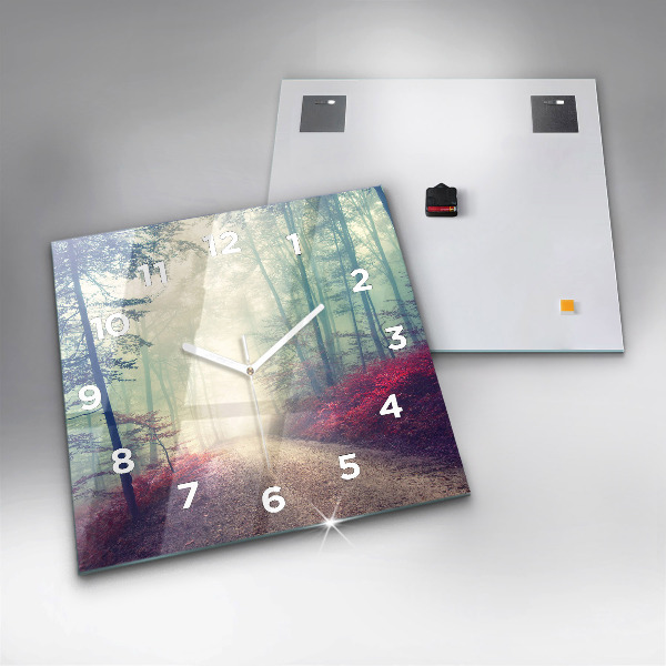 Reloj de pared cuadrado Carretera otoñal Bosque Niebla