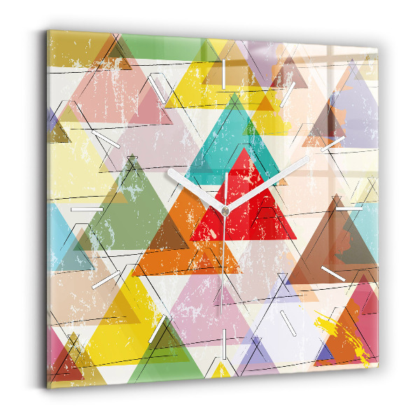Reloj de pared cuadrado Triángulos patrón geométrico