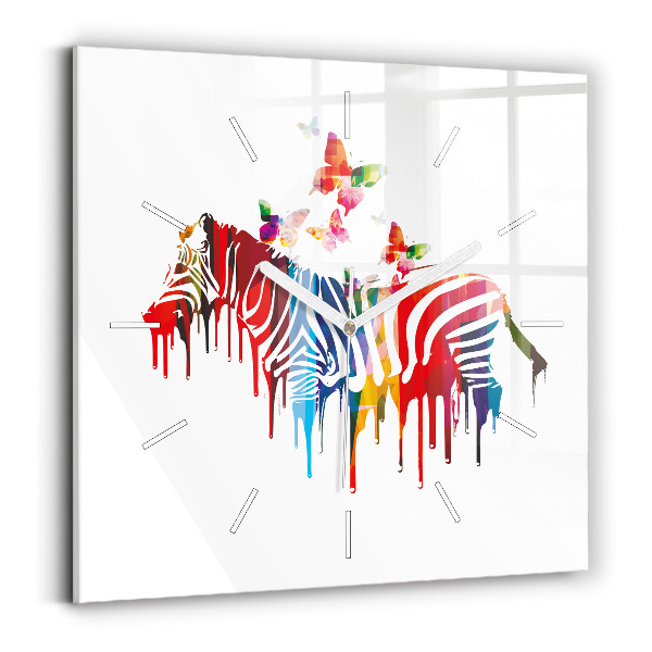 Reloj de pared cuadrado Cebra de colores