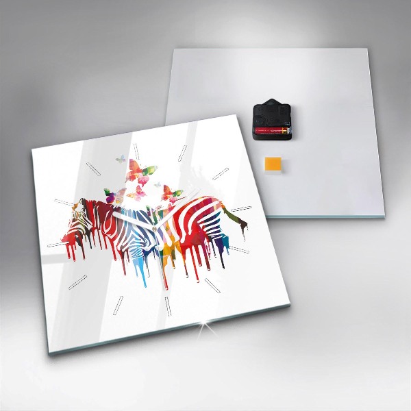 Reloj de pared cuadrado Cebra de colores