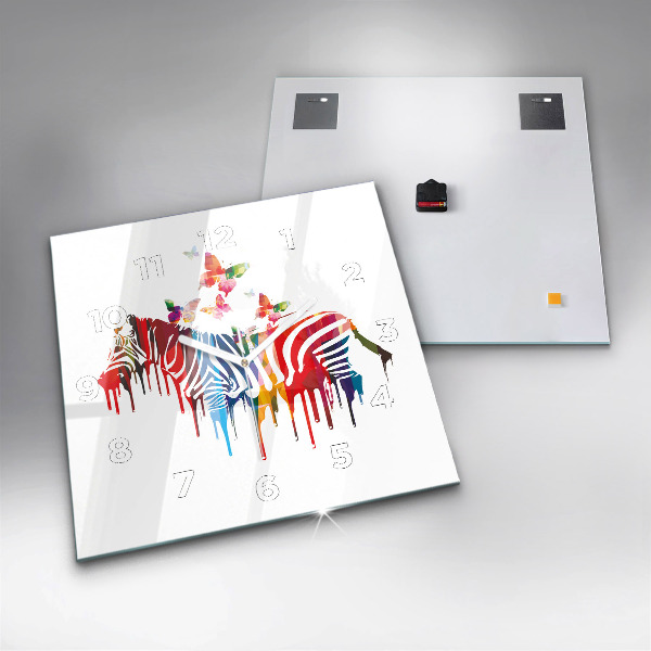 Reloj de pared cuadrado Cebra de colores