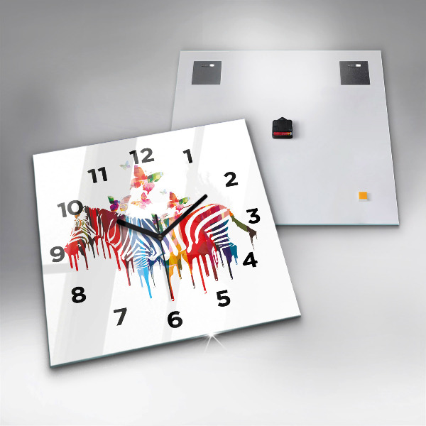 Reloj de pared cuadrado Cebra de colores