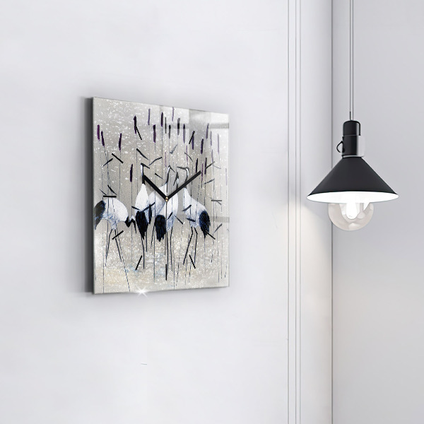 Reloj cuadrado Grullas en los juncos