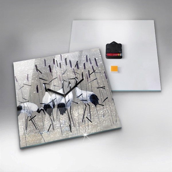 Reloj cuadrado Grullas en los juncos