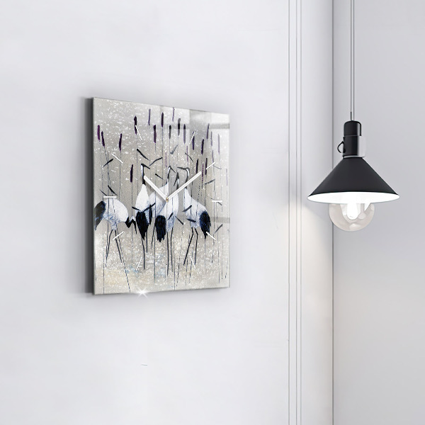 Reloj cuadrado Grullas en los juncos