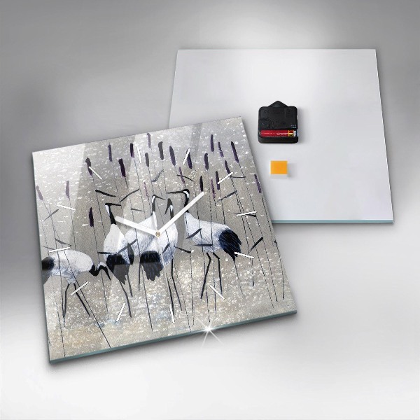 Reloj cuadrado Grullas en los juncos