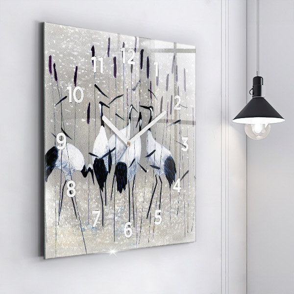 Reloj cuadrado Grullas en los juncos