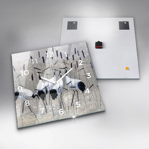 Reloj cuadrado Grullas en los juncos