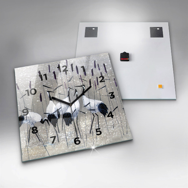 Reloj cuadrado Grullas en los juncos
