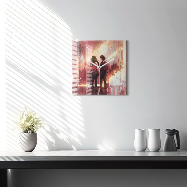 Reloj de pared cuadrado Pareja de jóvenes enamorados