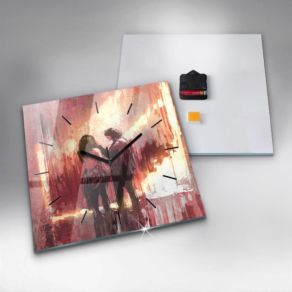 Reloj de pared cuadrado Pareja de jóvenes enamorados