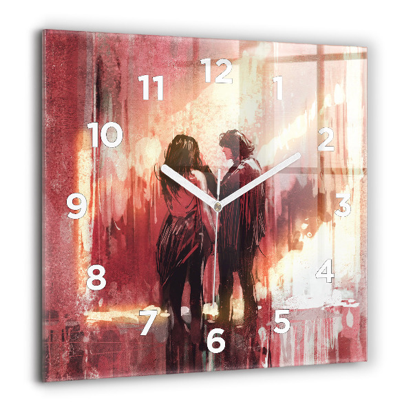 Reloj de pared cuadrado Pareja de jóvenes enamorados