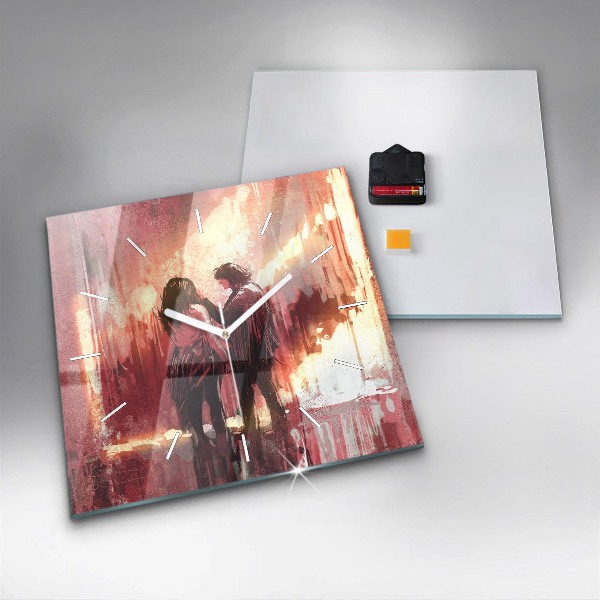 Reloj de pared cuadrado Pareja de jóvenes enamorados
