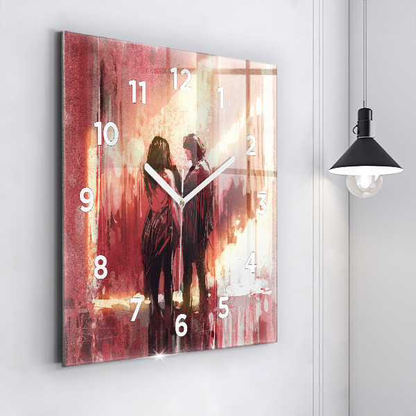 Reloj de pared cuadrado Pareja de jóvenes enamorados