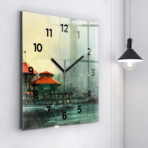 Reloj de pared cuadrado Pueblo pesquero