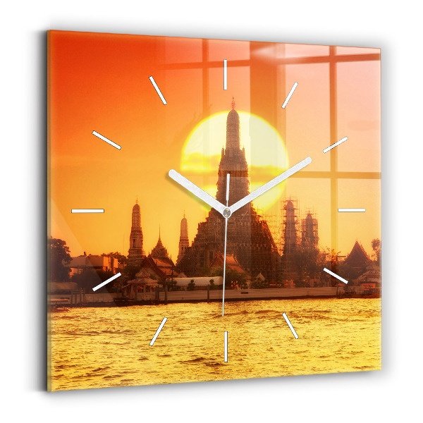 Reloj de pared cuadrado Wat arun Bangkok Tailandia