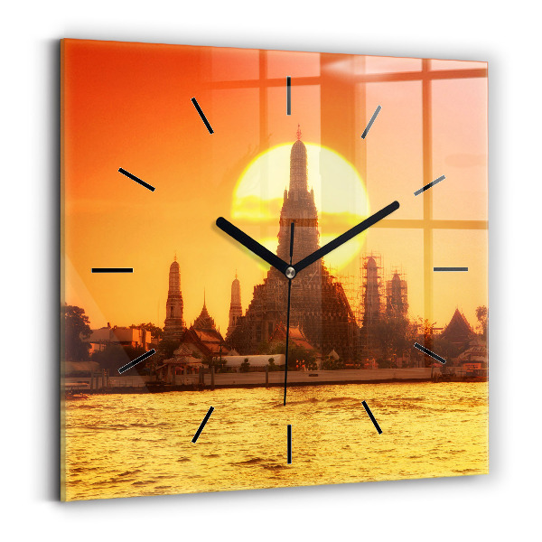 Reloj de pared cuadrado Wat arun Bangkok Tailandia