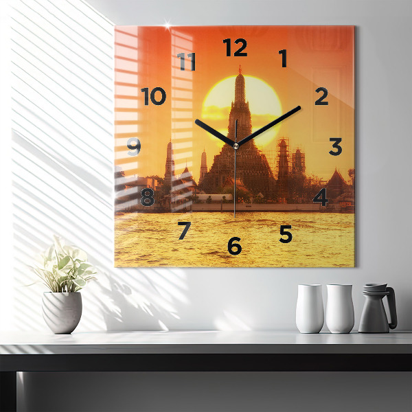 Reloj de pared cuadrado Wat arun Bangkok Tailandia