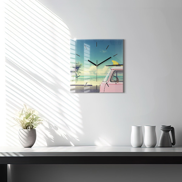 Reloj cuadrado Coche con tabla de surf