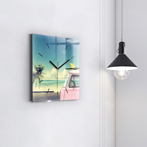 Reloj cuadrado Coche con tabla de surf