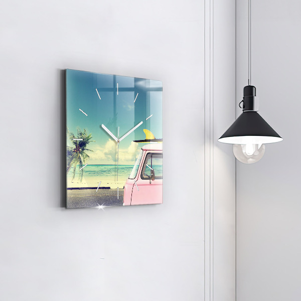 Reloj cuadrado Coche con tabla de surf