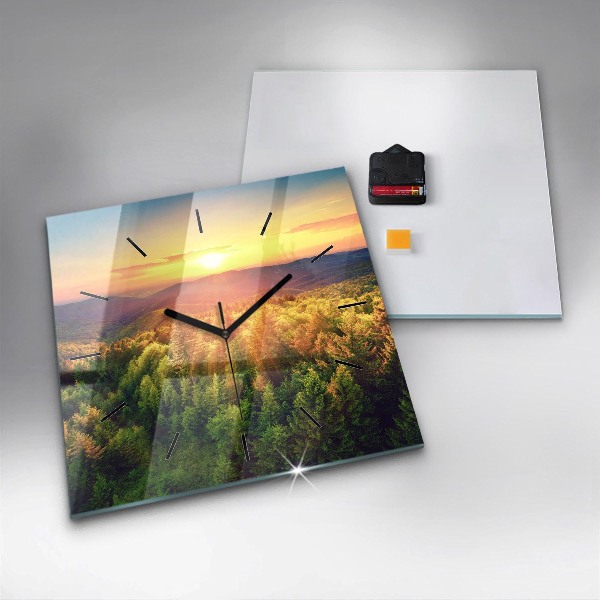 Reloj cuadrado Puesta de sol sobre las colinas