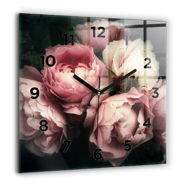 Reloj de pared cuadrado Ramo de rosas rosas