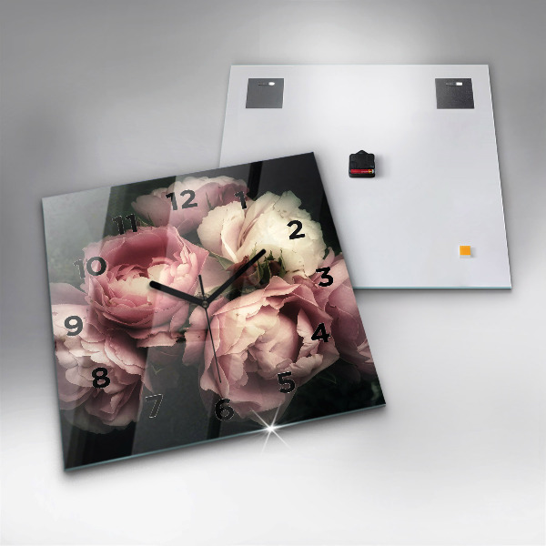 Reloj de pared cuadrado Ramo de rosas rosas