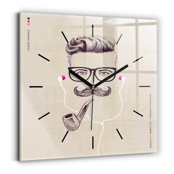 Reloj de pared cuadrado Hombre con pipa